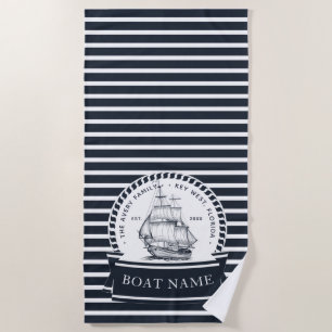 Nautical Personalised Boat Name Beach Towel