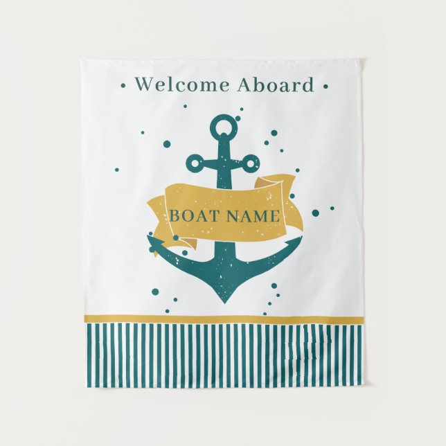 Nautical Personalised Boat Name Tapestry (Front)
