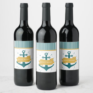 Nautical Personalised Boat Name Wine Label