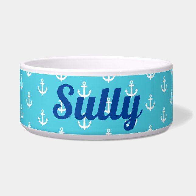 Nautical Personalised Dog Bowl (Front)
