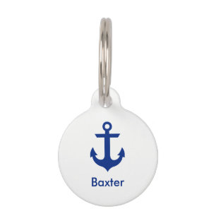 Nautical Personalised Dog Tag-Phone on Back White Pet Tag
