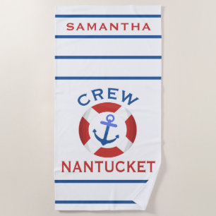 Nautical Personalised Nantucket Beach Towel