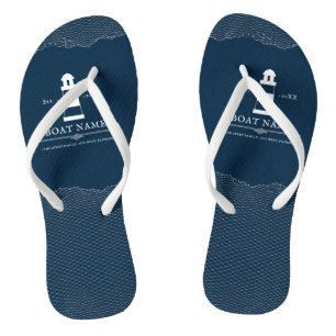 Nautical Personalised Navy Blue lighthouse Boat Flip Flops