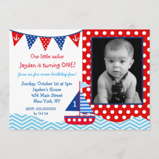Nautical Photo Birthday Party Invitation