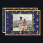 Nautical Photo Gold Anchors Christmas Xmas Card<br><div class="desc">Nautical photo Christmas holiday greeting card.  Beautiful faux gold anchors on a navy blue background.  Faux gold metallic frame.  Add your favourite family photos to personalise this beauty.  Change the names and year.   So chic. Perfect for all you sailboat and yacht owners.</div>