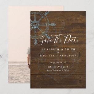 Nautical PHOTO Save Dates Modern Ocean Beach Sea