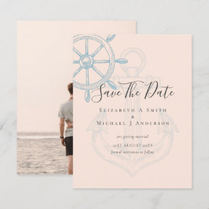 Nautical PHOTO Save Dates Modern Ocean Beach Sea