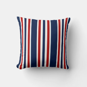Nautical Pillow Blue White Stripes