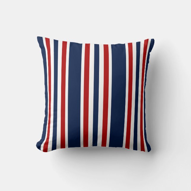 Nautical Pillow Blue White Stripes (Front)