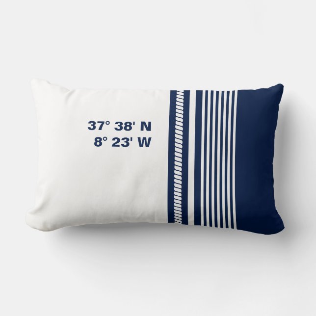 Nautical Pillow, Coordinates, Nautical Stripes, Lumbar Cushion (Front)