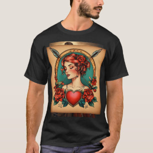 Nautical Pin-Up Girl and Ship Anchor T-Shirt