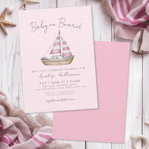 Nautical Pink Girl Baby Shower Invitation