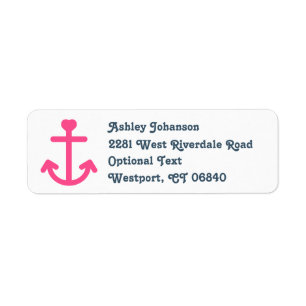 Nautical Pink Ship Anchor Navy Blue
