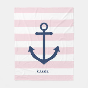 Nautical pink striped kid’s blanket - personalised