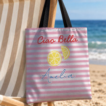Nautical Pink Striped Summer Citrus Lemon