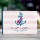 Nautical Pink Stripes Watercolor Anchor Wedding