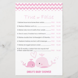 Nautical Pink Whale Baby Shower Game PRINTED