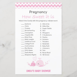 Nautical Pink Whale Baby Shower Game PRINTED