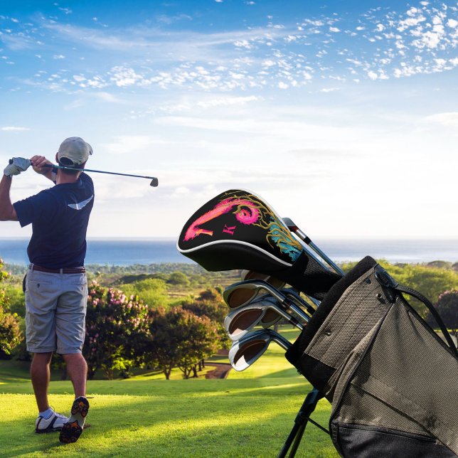 Nautical Pink White Marine Seahorse  Golf Head Cover (Creator Uploaded)