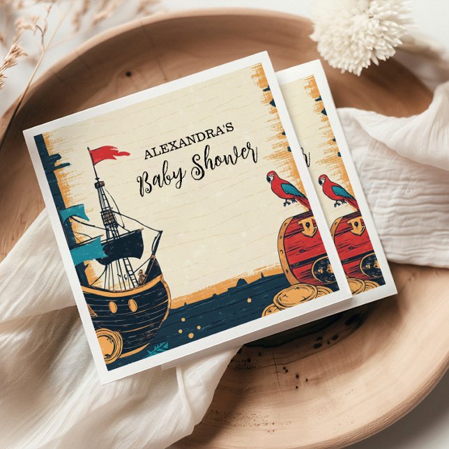 Nautical Pirate Baby Shower Napkin (Creator Uploaded)