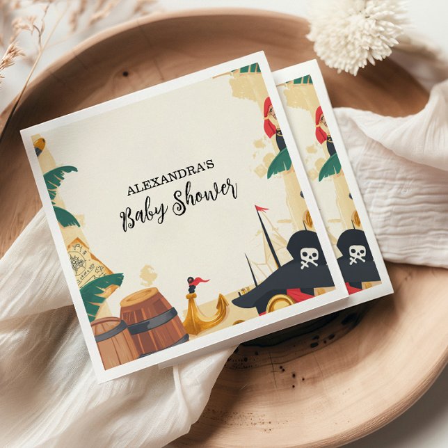 Nautical Pirate Ship Ahoy It's a Boy Napkin (Creator Uploaded)