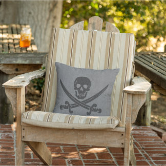 Nautical Pirate Skeleton in Grey Cushion
