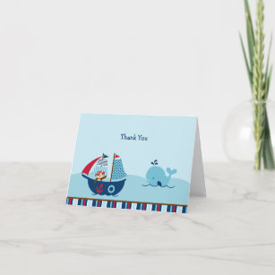 Nautical Pirate Whale Baby Shower Thank You