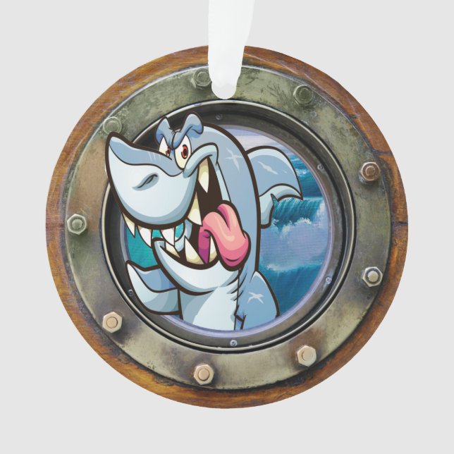 Nautical Porthole Shark Ornament (Front)