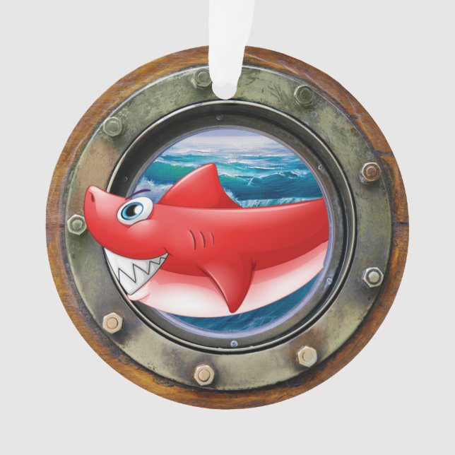 Nautical Porthole Shark Ornament (Front)