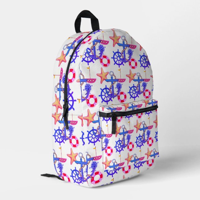 Nautical Printed Backpack (Back Corner Left)