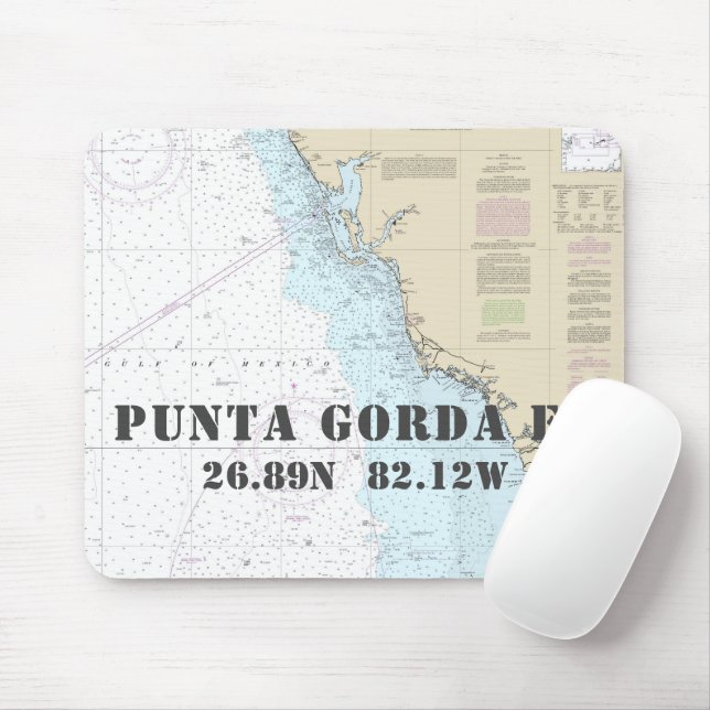 Nautical Punta Gorda Florida Latitude Longitude Mouse Mat (With Mouse)
