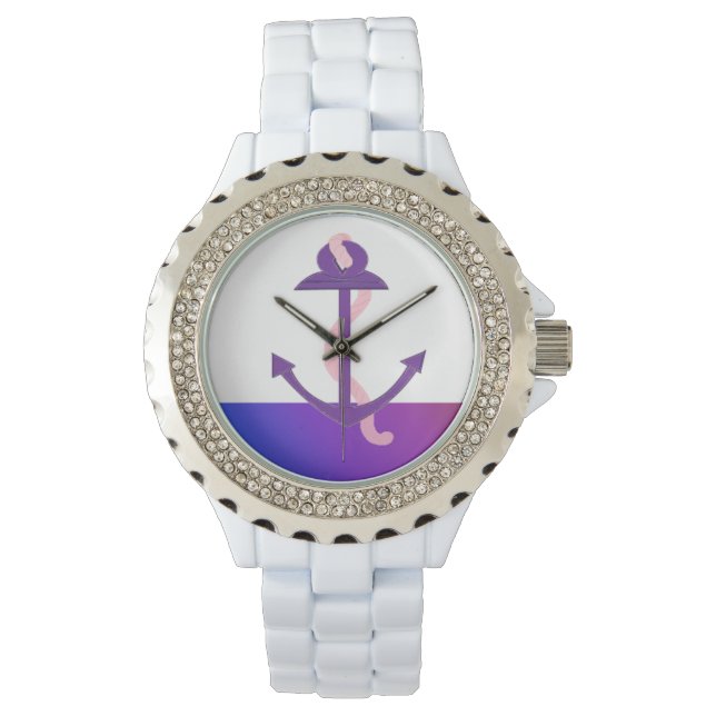 Nautical Purple Anchor Watch (Front)