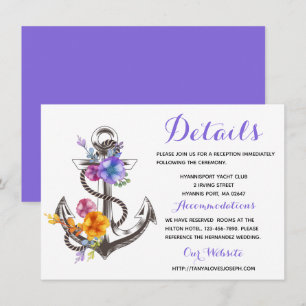 Nautical Purple Wedding Details Anchor Beach Invitation