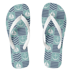 Nautical Quilt Flip Flops