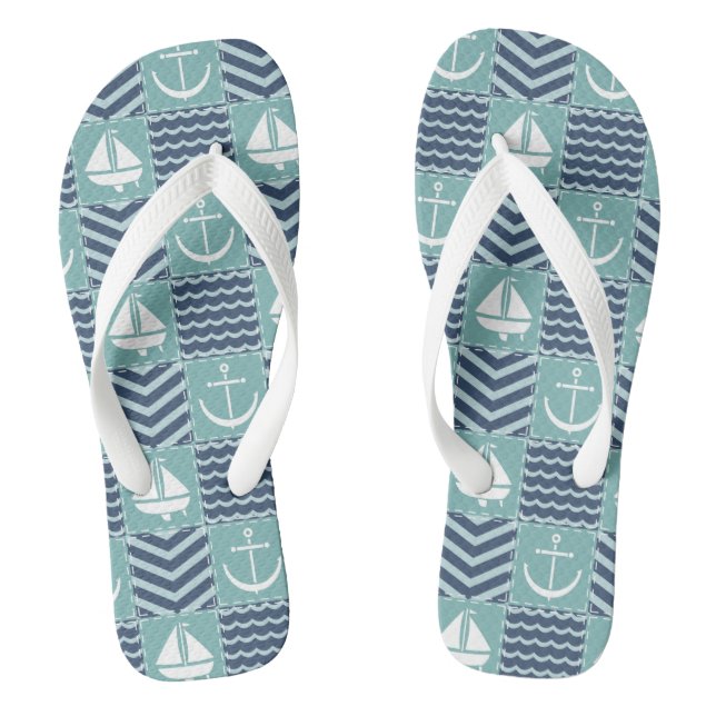Nautical Quilt Flip Flops (Footbed)