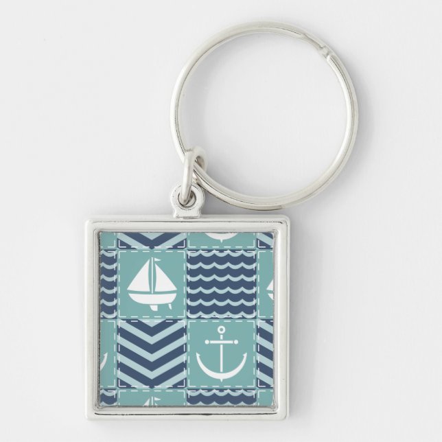 Nautical Quilt Keychain (Front)