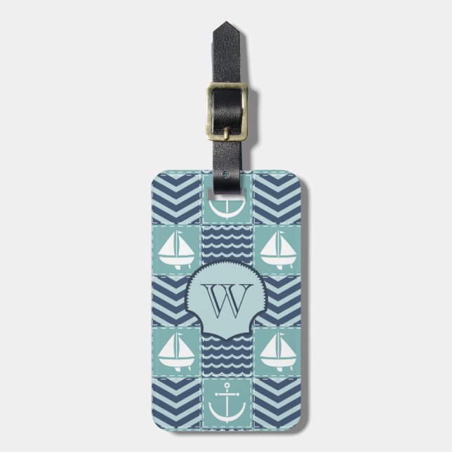 Nautical Quilt Luggage Tag (Front Vertical)