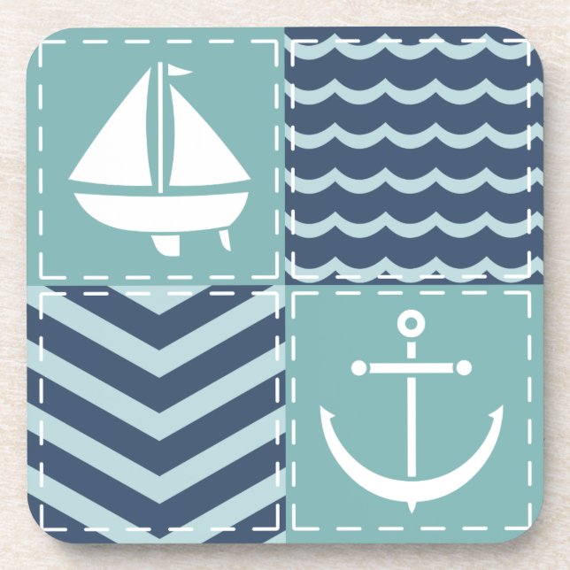 Nautical Quilt Square Coaster (Front)