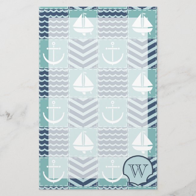 Nautical Quilt Stationery (Front)
