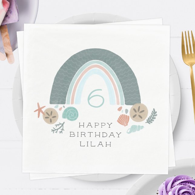 Nautical Rainbow Seashell Under The Sea Party Napkin (Creator Uploaded)