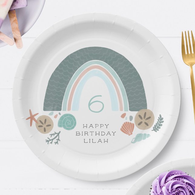 Nautical Rainbow Under The Sea Birthday Party Paper Plate (Creator Uploaded)