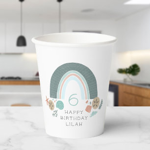 Nautical Rainbow Under The Sea Seashell Birthday Paper Cups