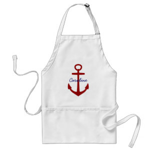Nautical Red Anchor  Personalised Standard Apron