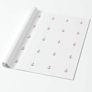 Nautical Red Anchor Wrapping Paper