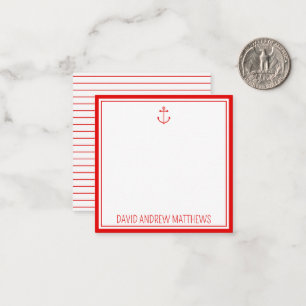 Nautical Red and White Anchor Personalised Card