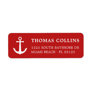 Nautical Red and White Anchor Return Address
