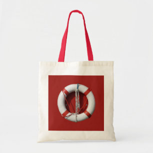 Nautical Red and White Life Preserver Tote Bag