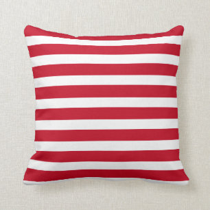 Nautical Red and White Stripe Coastal  Cushion