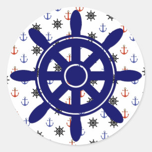Nautical red blue Anchors and Wheel Stickers