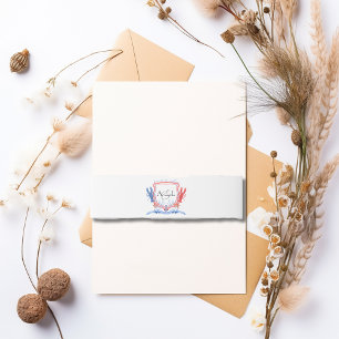 Nautical Red Blue Lobster Crest Monogram  Invitation Belly Band